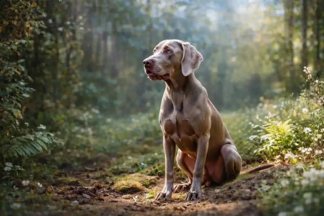 Pies stojący spokojnie na zewnątrz / w domu